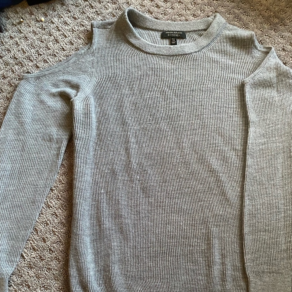 Banana Republic shoulder cut out ripped sweater